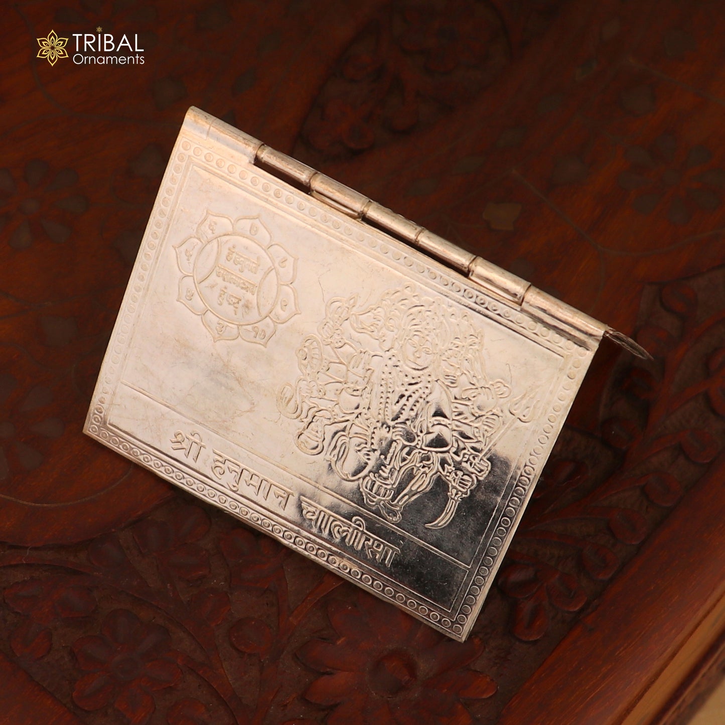 925 sterling silver complete Shree Hanuman Chalisa 4 page book In hindi , puja article su1376 - TRIBAL ORNAMENTS