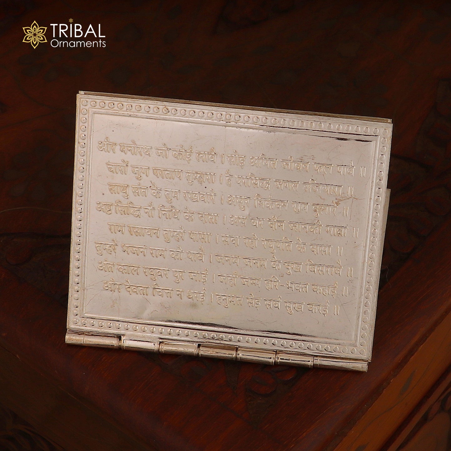 925 sterling silver complete Shree Hanuman Chalisa 4 page book In hindi , puja article su1376 - TRIBAL ORNAMENTS