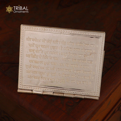 925 sterling silver Shree Hanuman Chalisa 4-page book in Hindi, a puja article from Tribal Ornaments.
