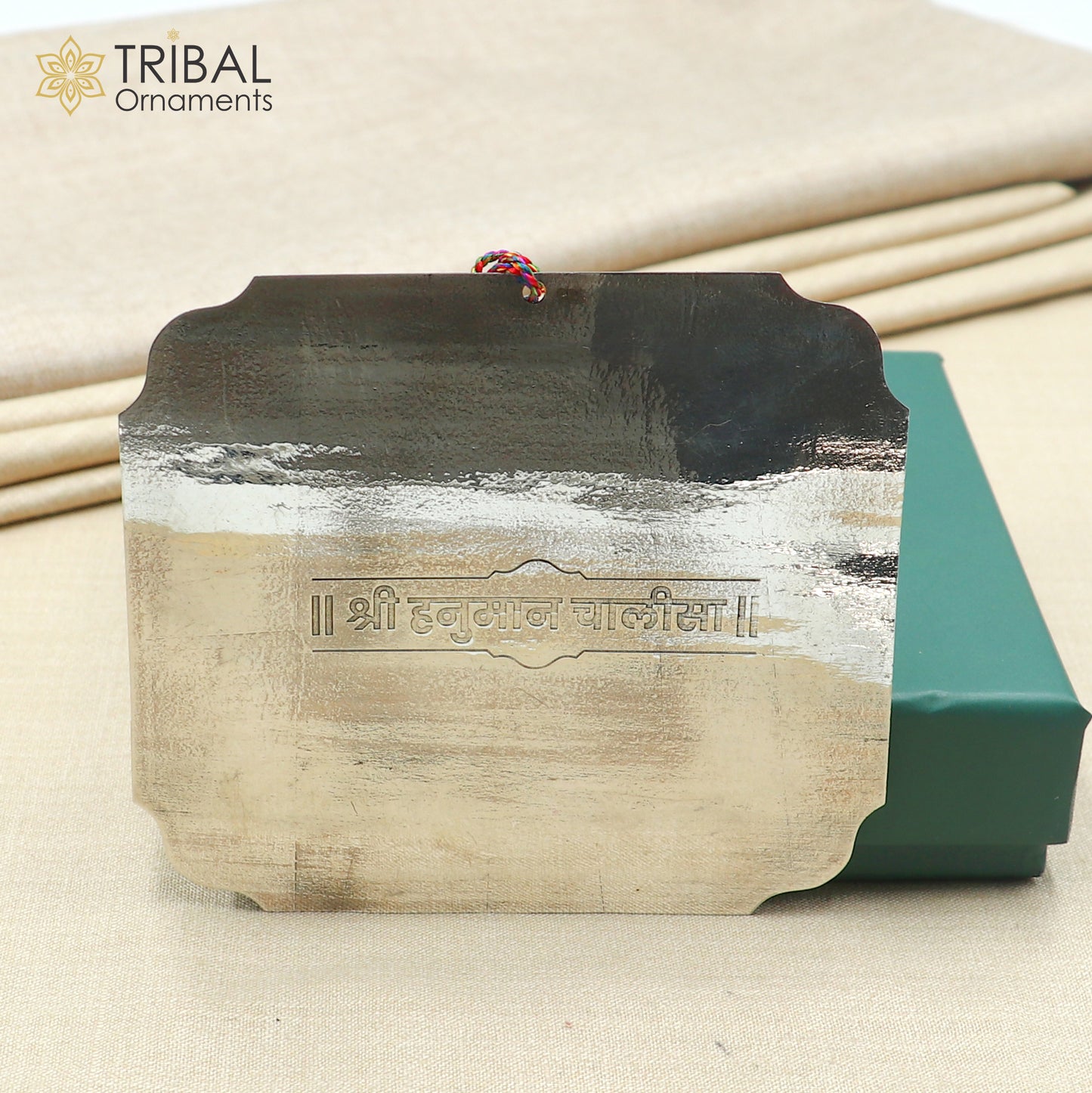 925 Sterling Silver Complete Shree Hanuman Chalisa | RAJATPAT – Hindi Engraved Silver Plate | Puja Article SU1345 - TRIBAL ORNAMENTS