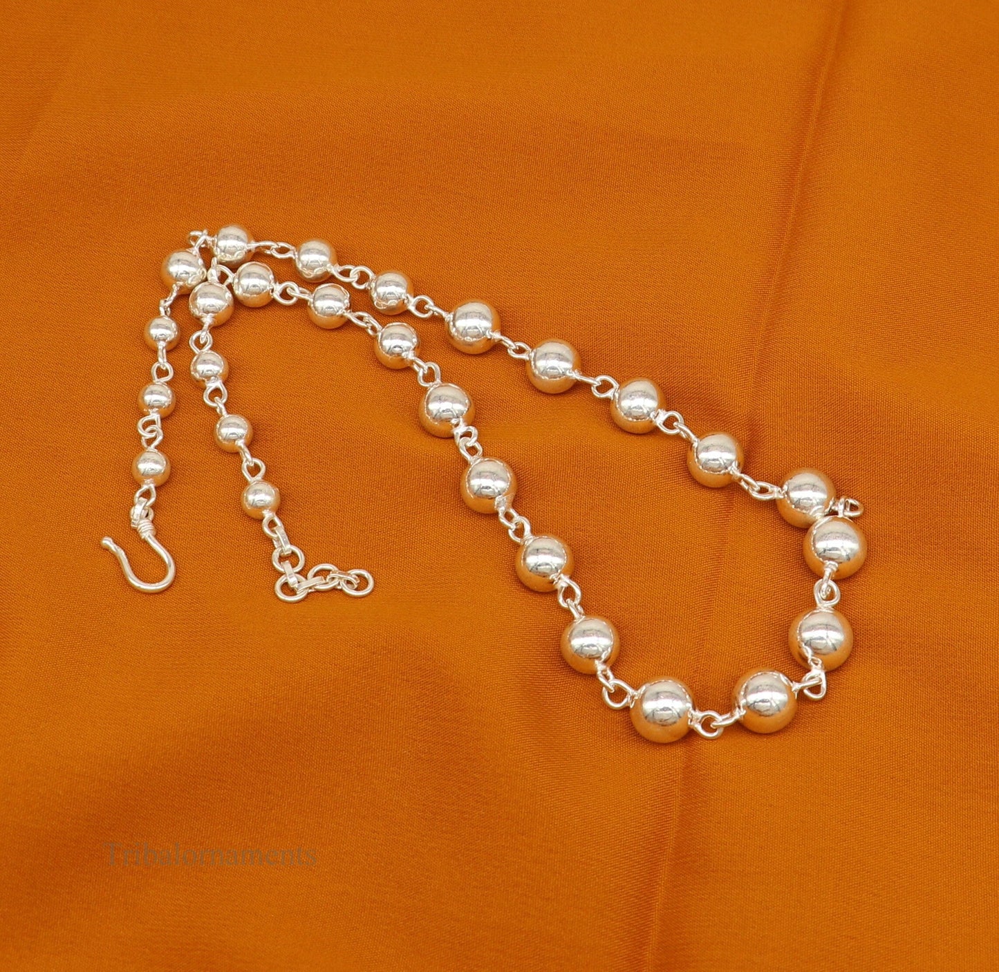 925 sterling silver customized beaded necklace by TRIBAL ORNAMENTS, featuring intricate tribal designs for brides and anniversaries.