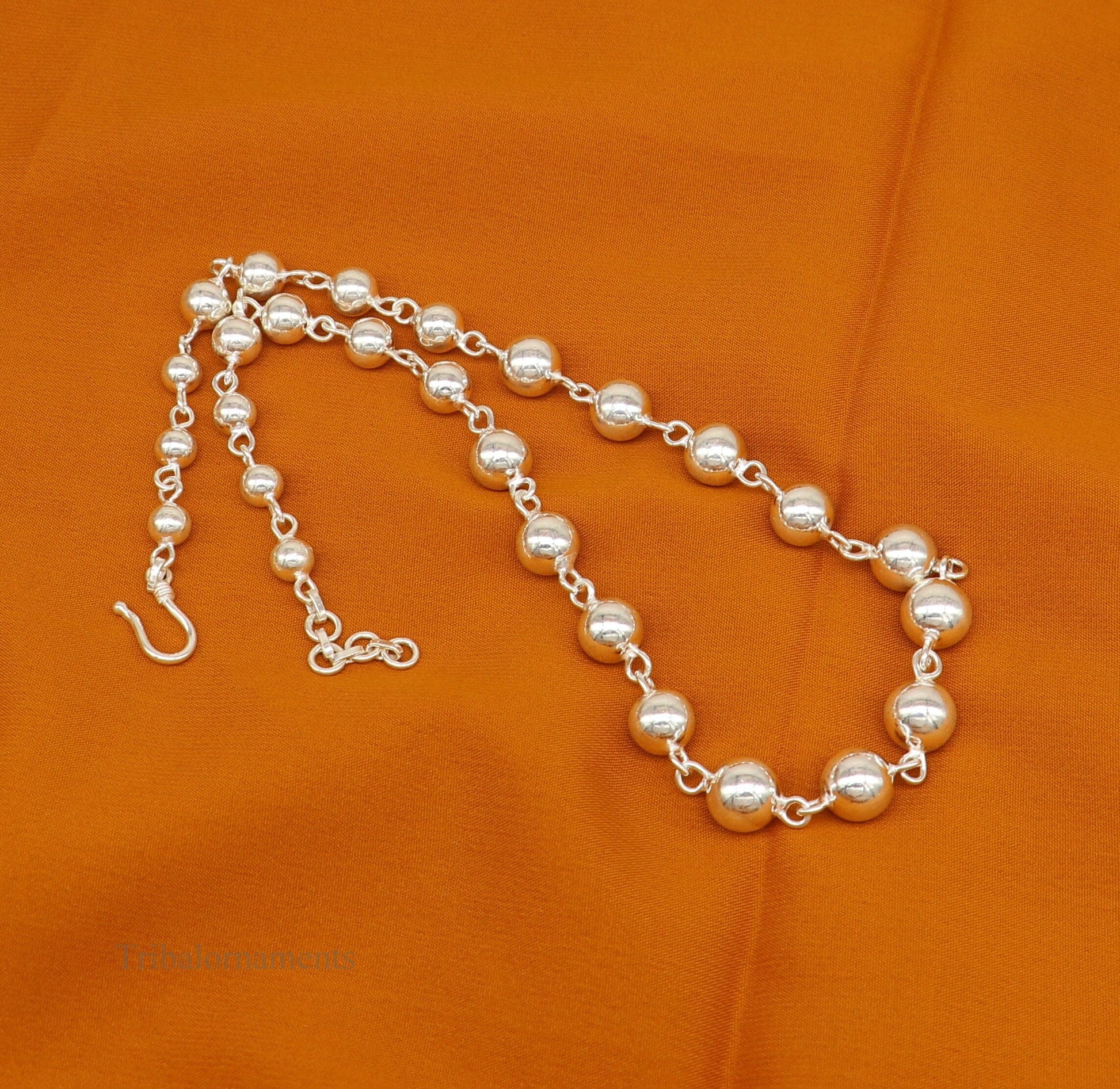 925 sterling silver customized beaded necklace by TRIBAL ORNAMENTS, featuring intricate tribal designs for brides and anniversaries.