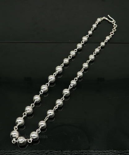 Sterling silver beaded necklace by TRIBAL ORNAMENTS, customized tribal jewelry perfect for brides and wedding anniversaries.