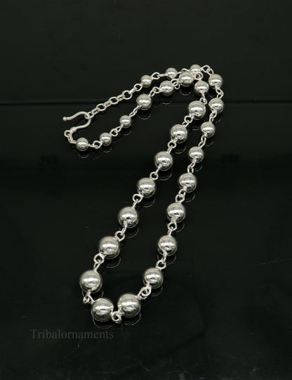 Sterling silver beaded necklace by TRIBAL ORNAMENTS, customized for brides or anniversaries, featuring tribal jewelry design.