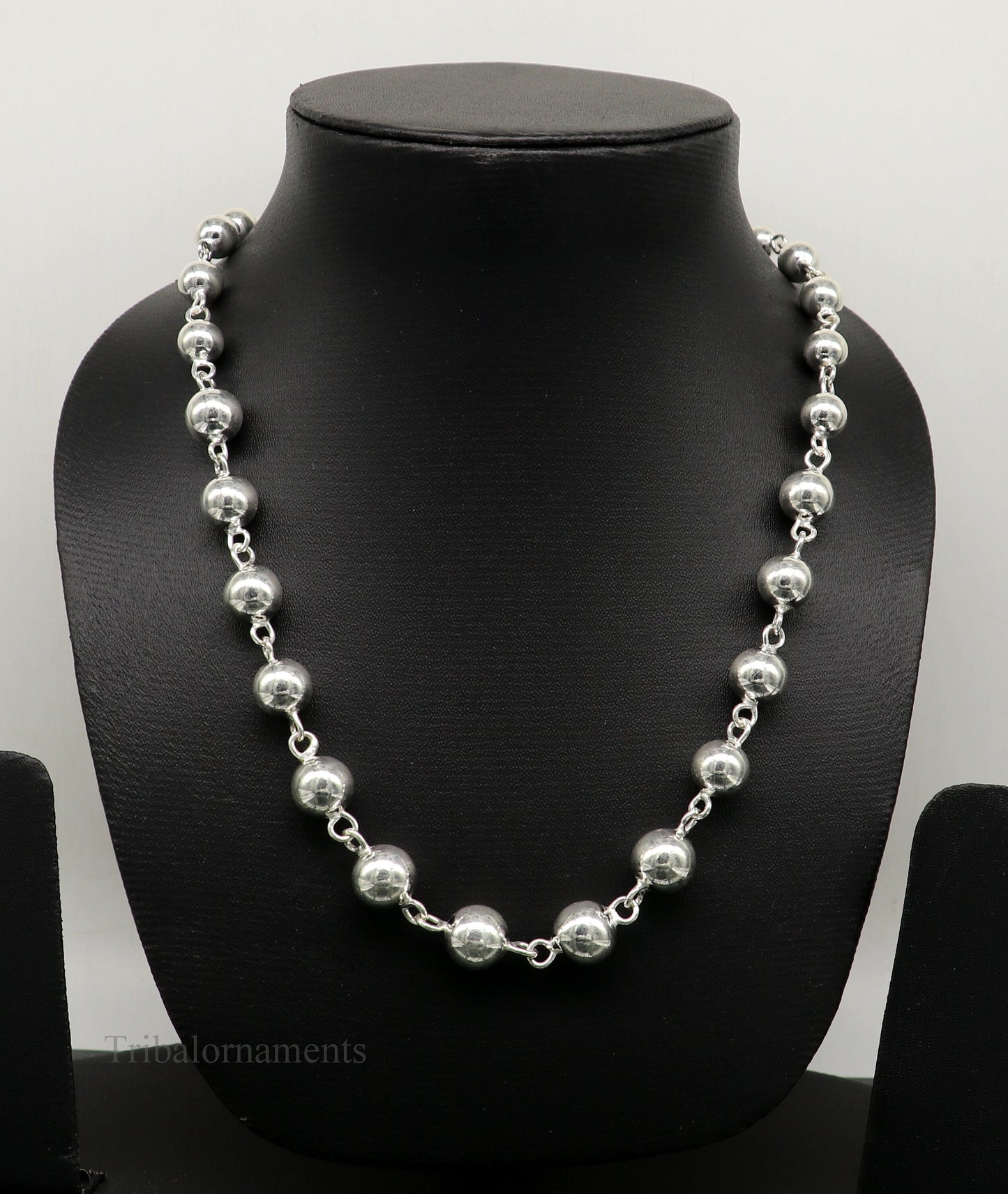 925 sterling silver beaded necklace by TRIBAL ORNAMENTS, featuring intricate tribal design, perfect for brides, weddings, or anniversaries.