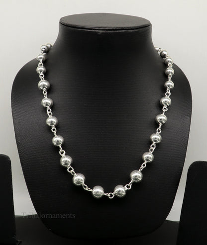 925 sterling silver beaded necklace by TRIBAL ORNAMENTS, featuring intricate tribal design, perfect for brides, weddings, or anniversaries.