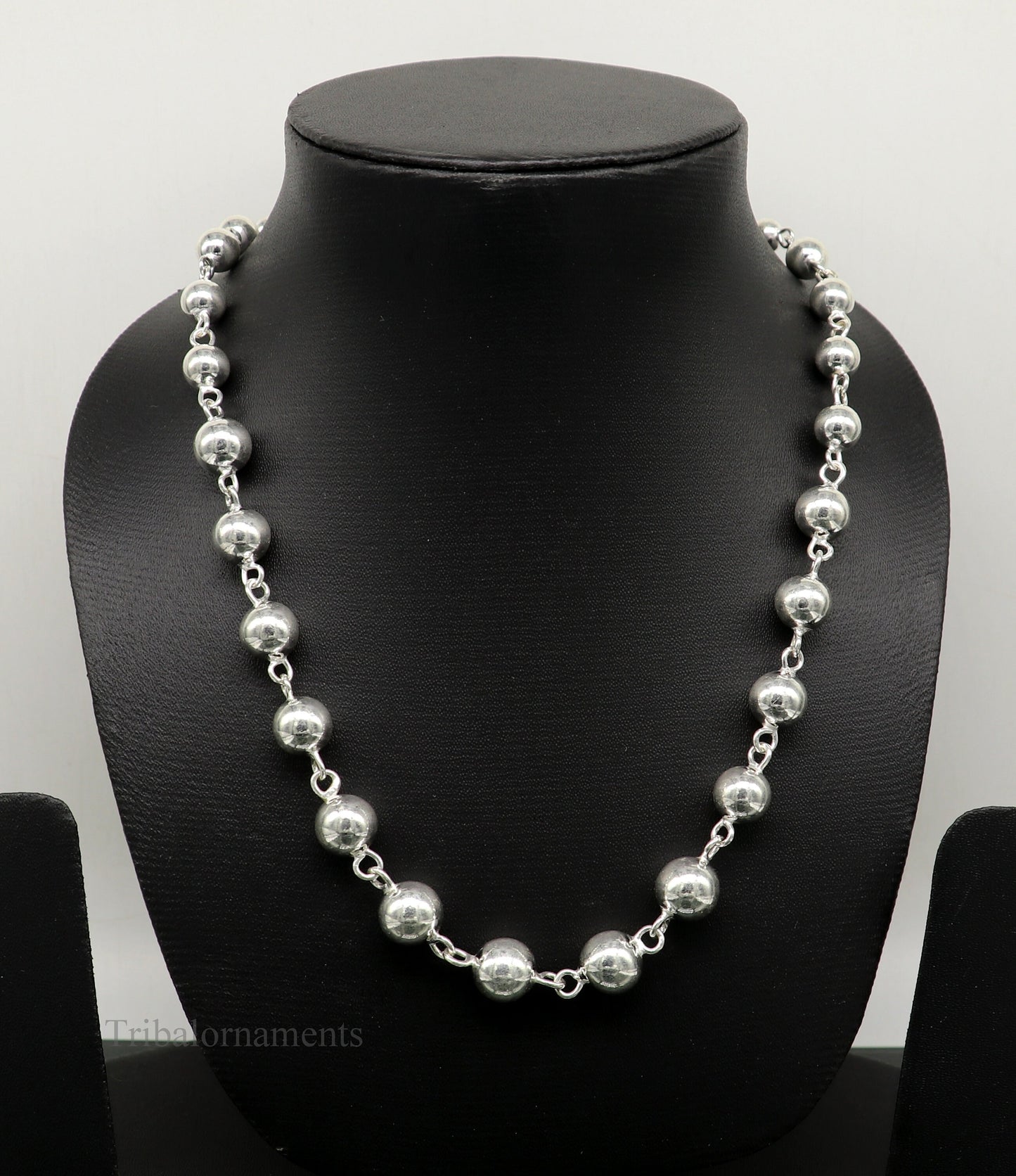 925 sterling silver customized beaded necklace by TRIBAL ORNAMENTS, featuring intricate tribal design perfect for brides and anniversaries.