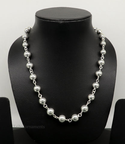 925 sterling silver customized beaded necklace by TRIBAL ORNAMENTS, featuring intricate tribal design perfect for brides and anniversaries.