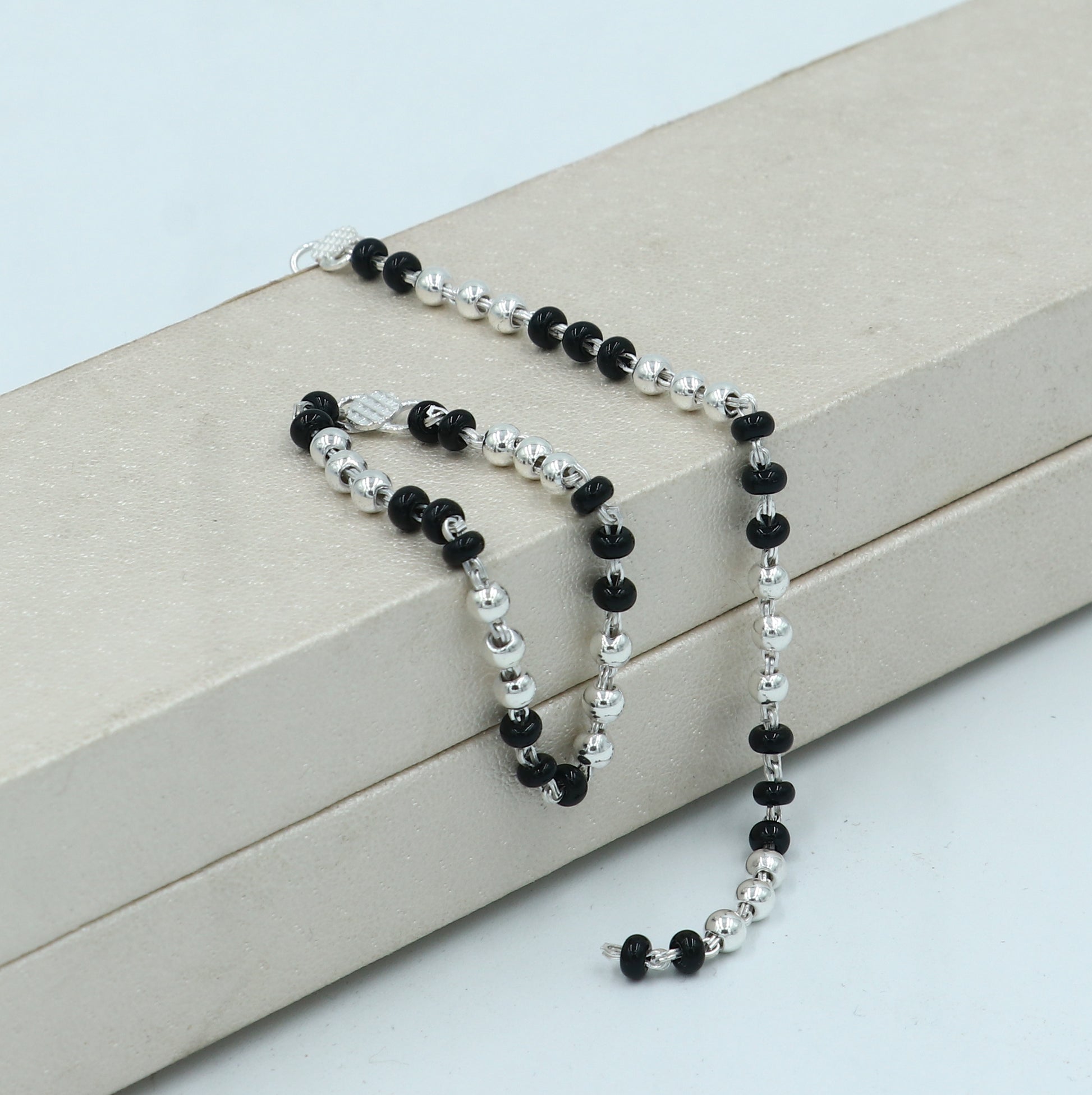 925 sterling silver customized black beads krishna necklace or baby Nazariya bracelet or anklets protect from evil eyes baby bracelet bbr504 - TRIBAL ORNAMENTS