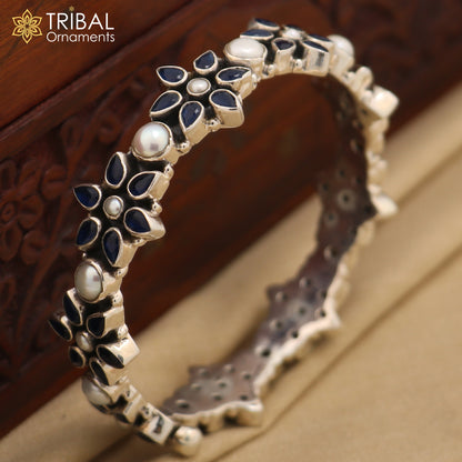 925 sterling silver customized design green cut stone bangle bracelet gorgeous vintage tribal jewelry nba164 - TRIBAL ORNAMENTS