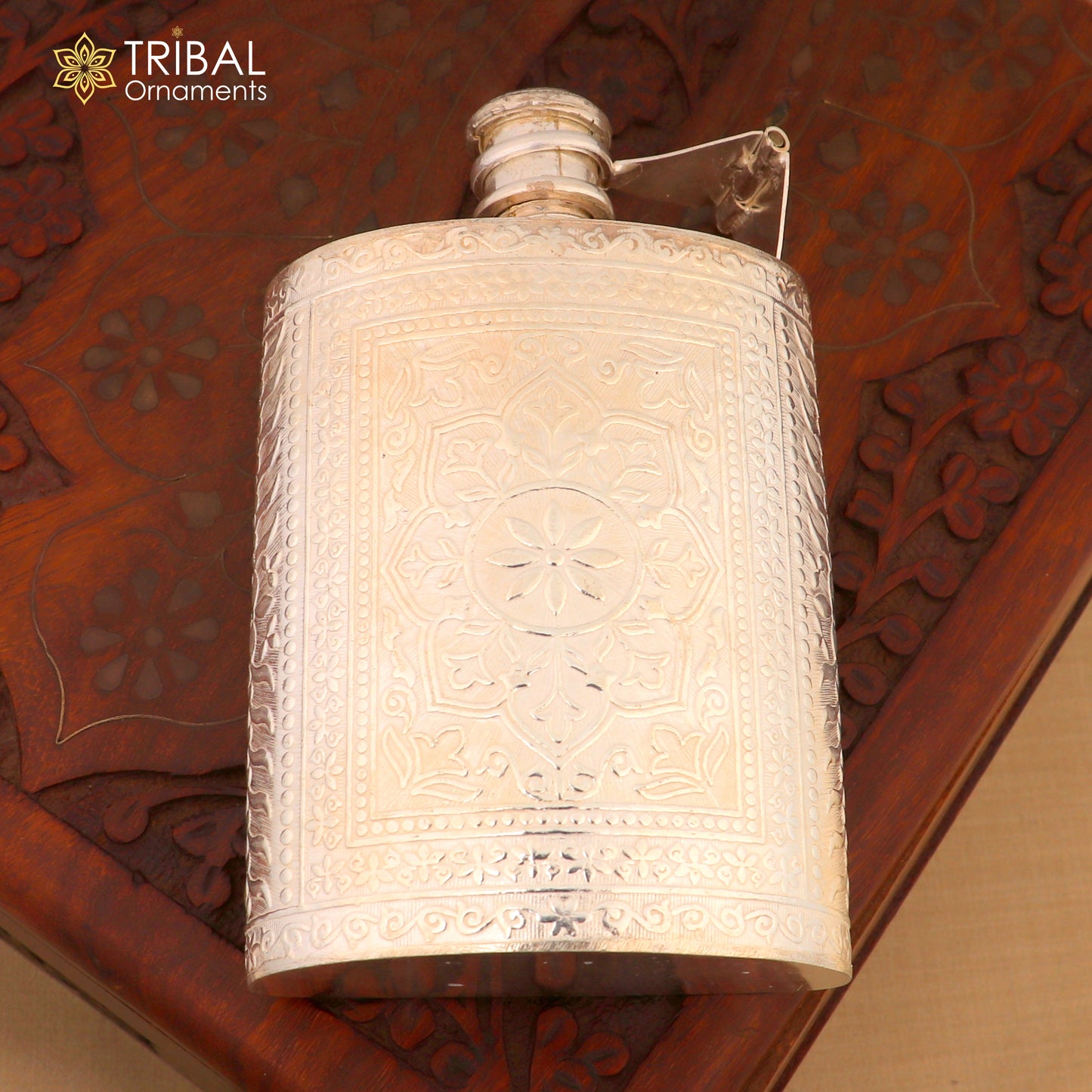 925 sterling silver customized design silver wine bottle, silver drink bottle, royal style silver article,utensil sv319 - TRIBAL ORNAMENTS