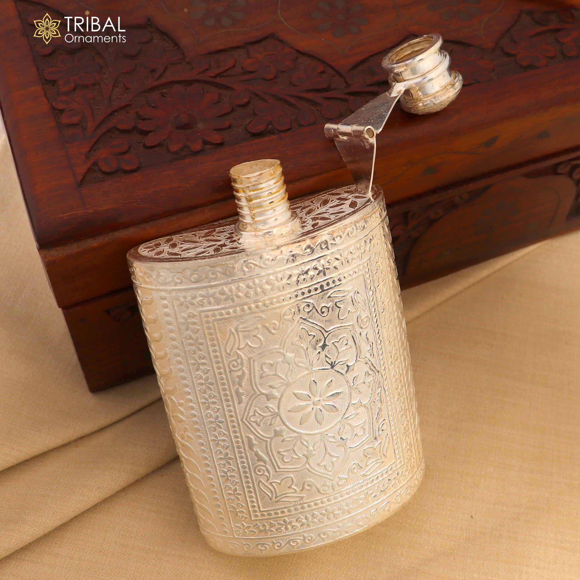 925 sterling silver customized design silver wine bottle, silver drink bottle, royal style silver article,utensil sv319 - TRIBAL ORNAMENTS