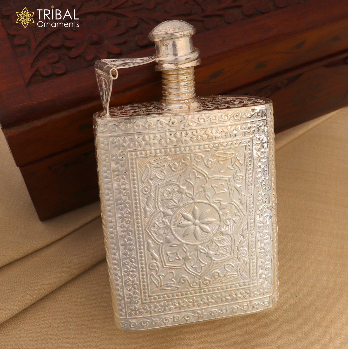 925 sterling silver customized design silver wine bottle, silver drink bottle, royal style silver article,utensil sv319 - TRIBAL ORNAMENTS