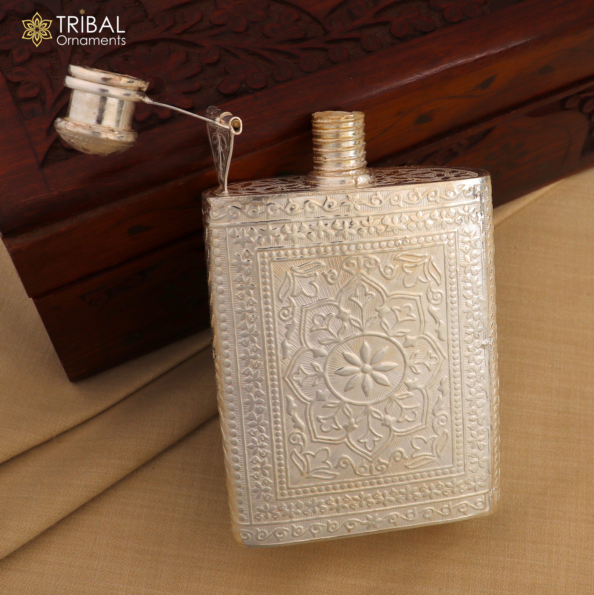 925 sterling silver customized design silver wine bottle, silver drink bottle, royal style silver article,utensil sv319 - TRIBAL ORNAMENTS