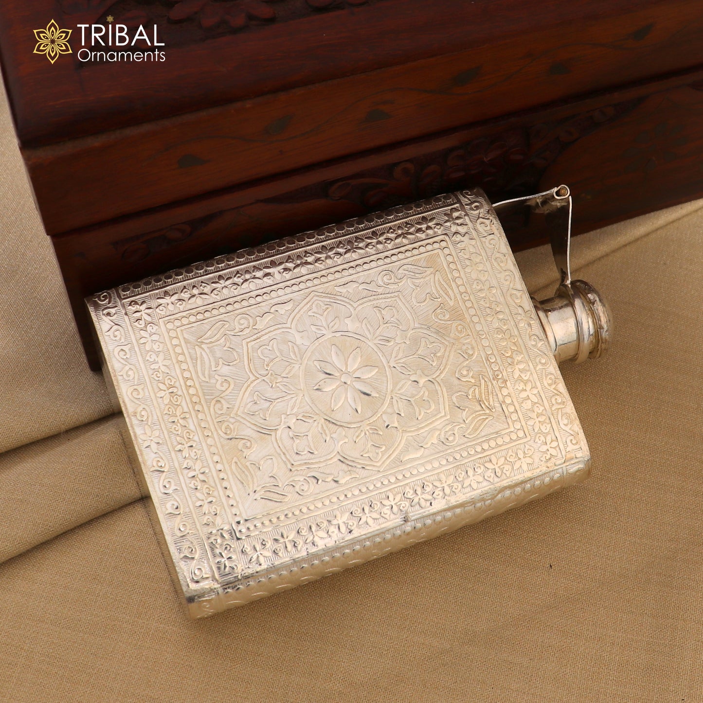 925 sterling silver customized design silver wine bottle, silver drink bottle, royal style silver article,utensil sv319 - TRIBAL ORNAMENTS