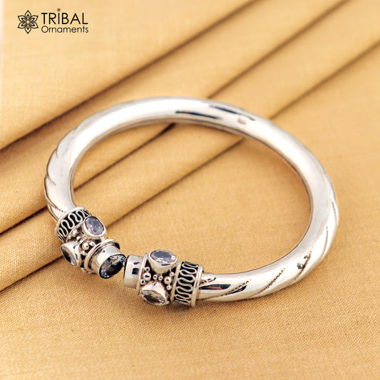 925 sterling silver customized flexible bangle bracelet, unique stylish best gifting bangle, blue turquoise stone jewellery nsk842 - TRIBAL ORNAMENTS