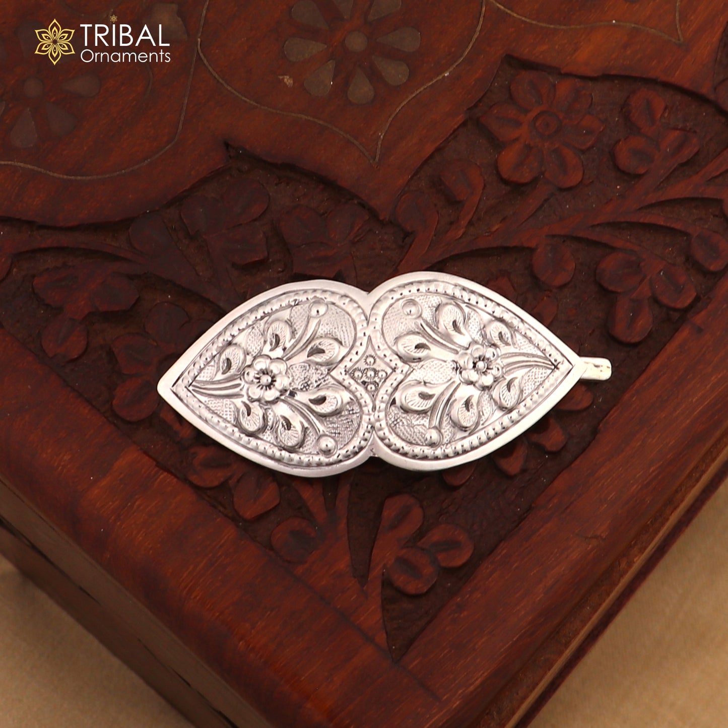 925 sterling silver customized heart and flower design hair pin clip amazing hair jewelry brides gifting hc19 - TRIBAL ORNAMENTS