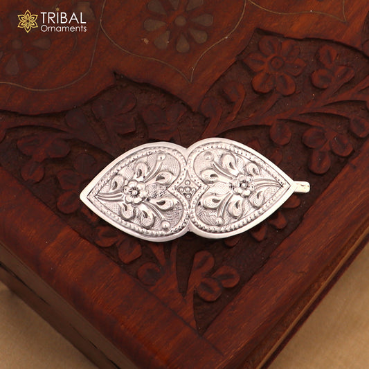 925 sterling silver customized heart and flower design hair pin clip amazing hair jewelry brides gifting hc19 - TRIBAL ORNAMENTS