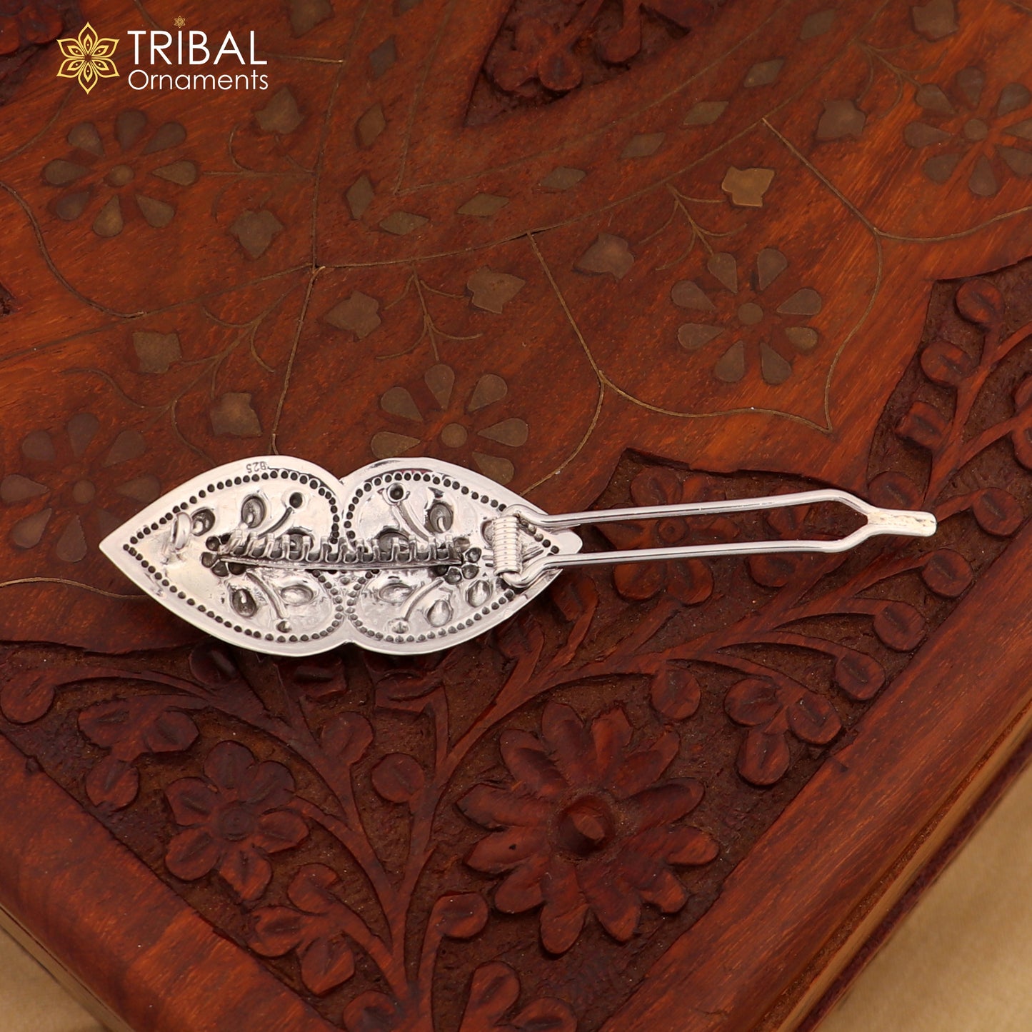 925 sterling silver customized heart and flower design hair pin clip amazing hair jewelry brides gifting hc19 - TRIBAL ORNAMENTS