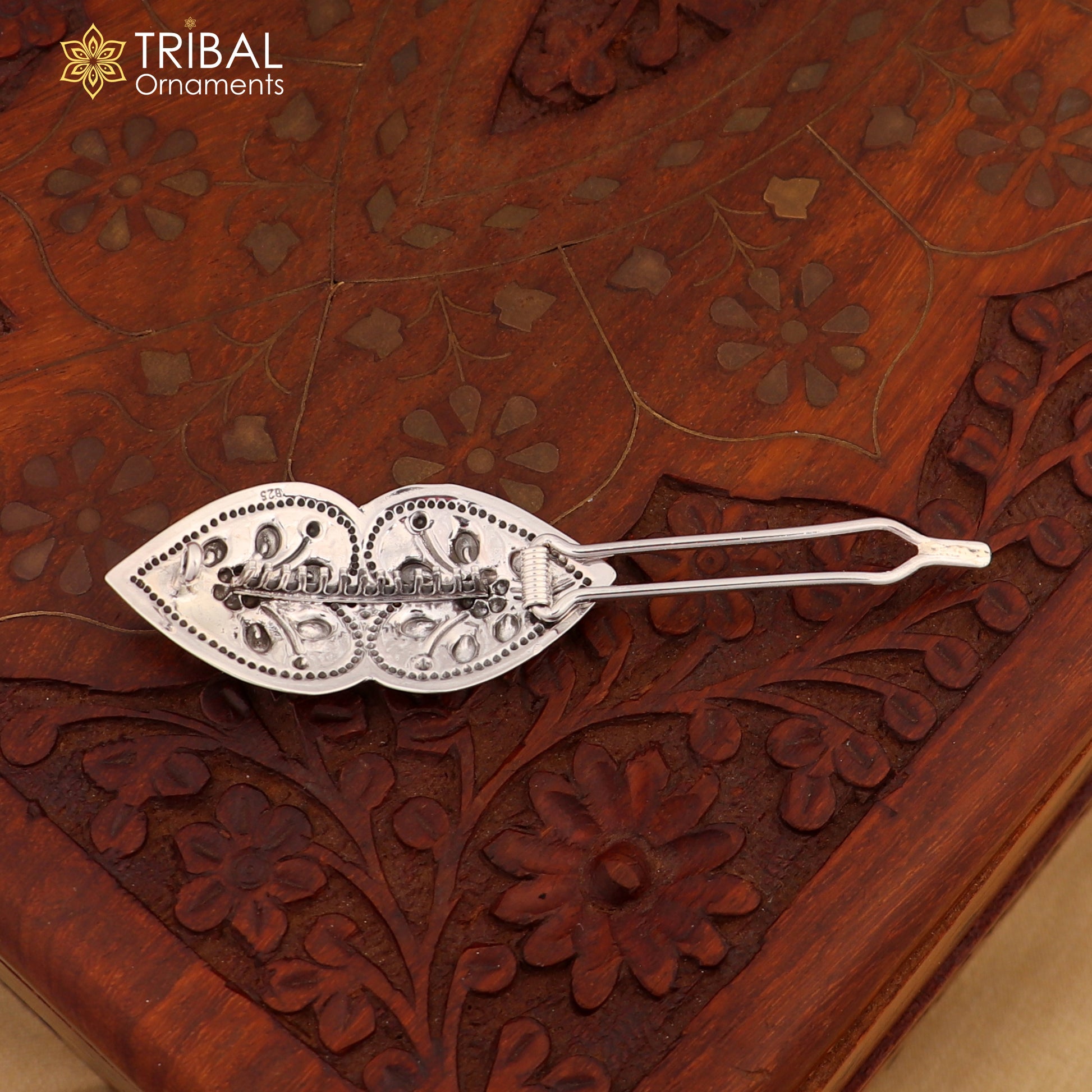 925 sterling silver customized heart and flower design hair pin clip amazing hair jewelry brides gifting hc19 - TRIBAL ORNAMENTS