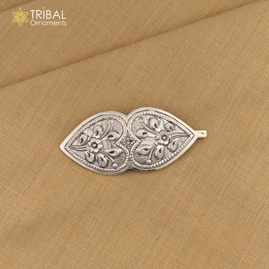 925 sterling silver customized heart and flower design hair pin clip amazing hair jewelry brides gifting hc19 - TRIBAL ORNAMENTS