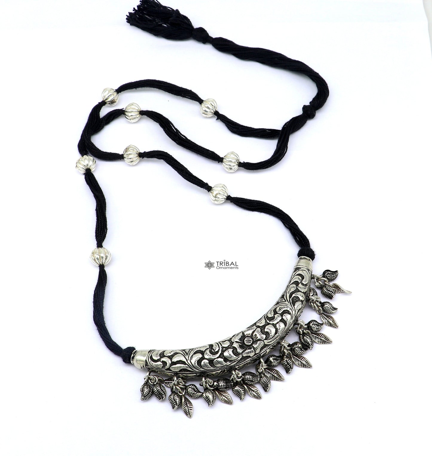 925 sterling silver customized modern trendy chitai/kandrai work charm necklace, choker tribal delicate jewelry set624 - TRIBAL ORNAMENTS