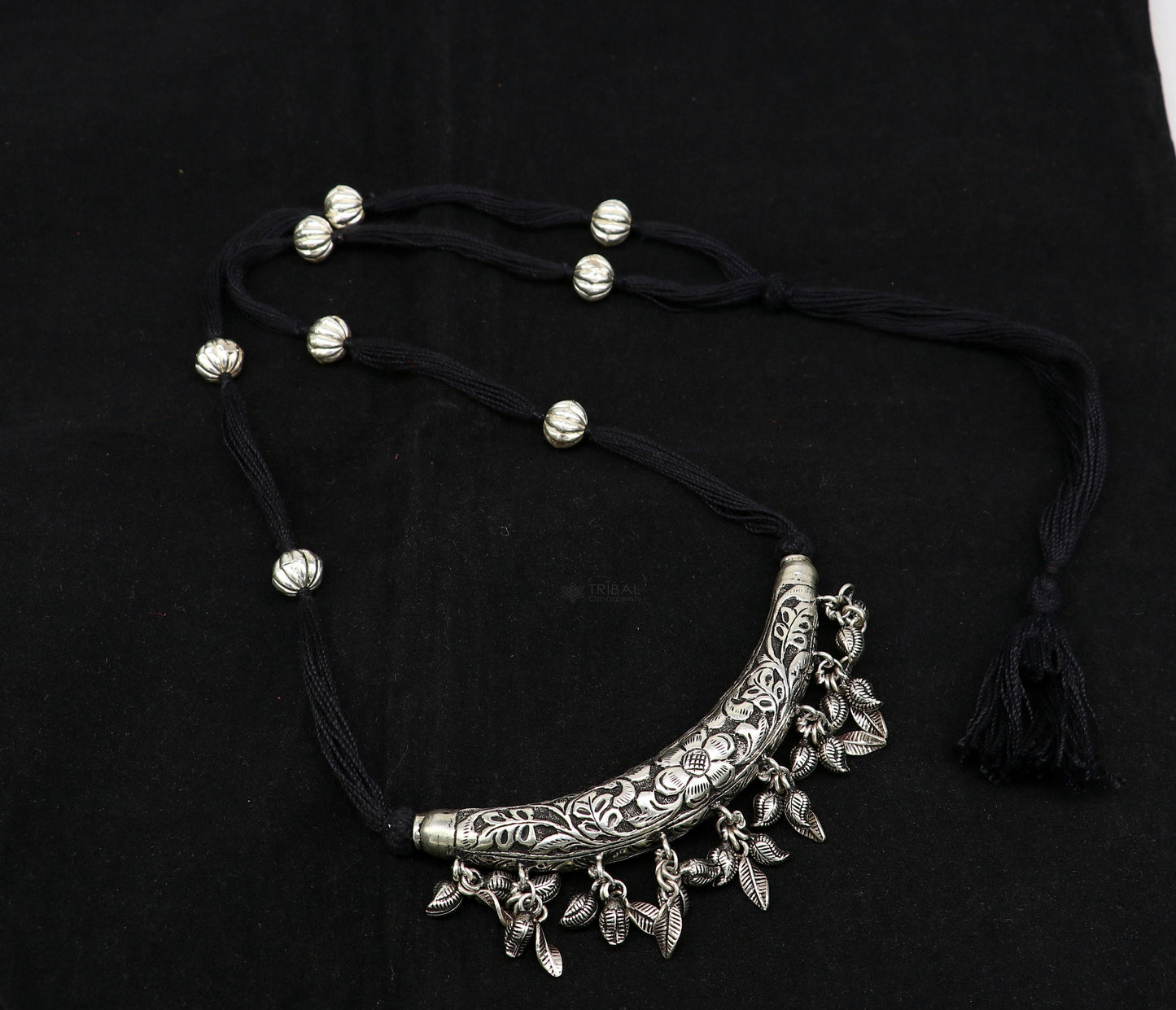 925 sterling silver customized modern trendy chitai/kandrai work charm necklace, choker tribal delicate jewelry set624 - TRIBAL ORNAMENTS