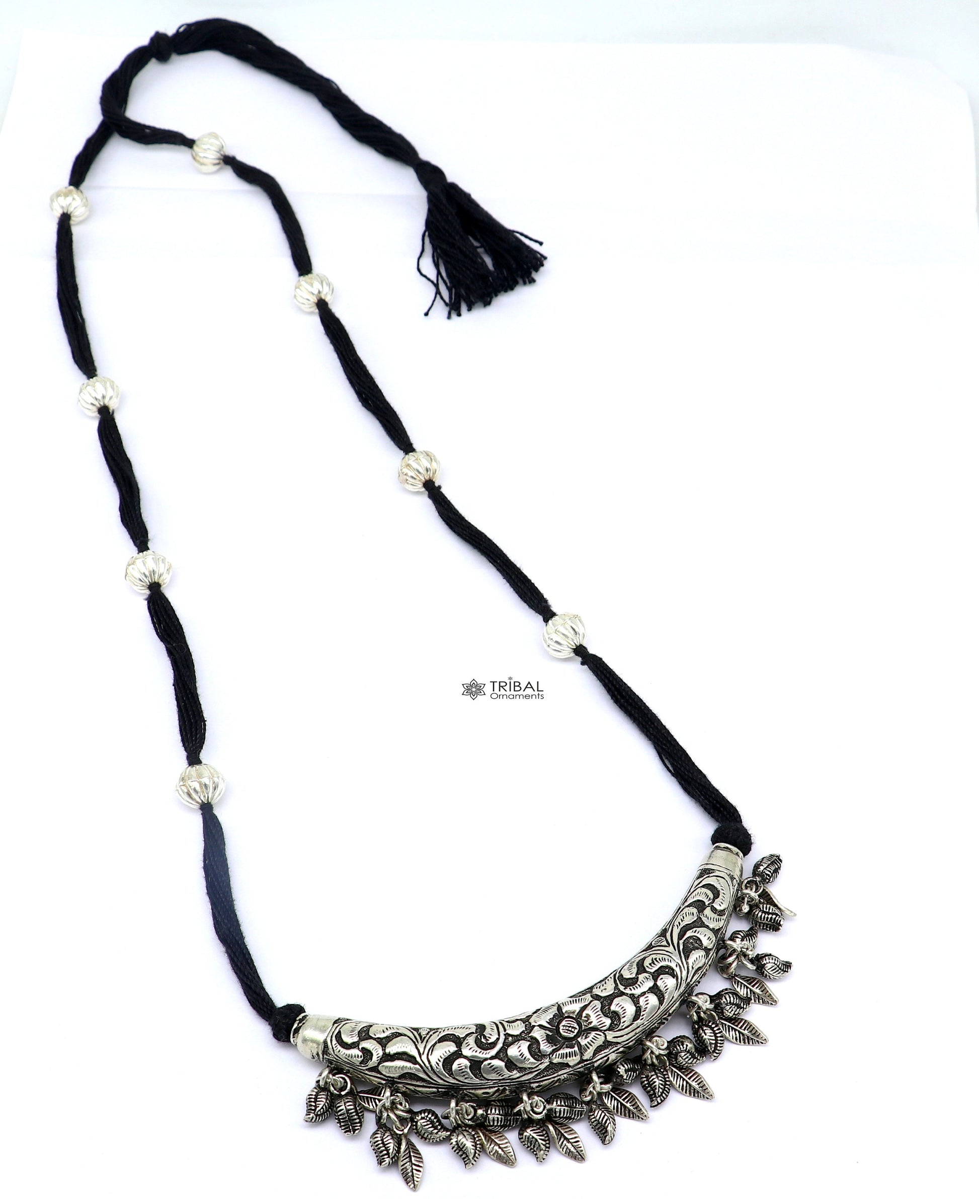 925 sterling silver customized modern trendy chitai/kandrai work charm necklace, choker tribal delicate jewelry set624 - TRIBAL ORNAMENTS