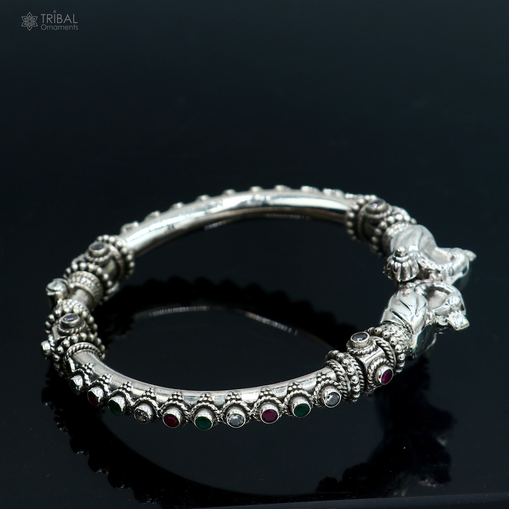 925 Sterling silver customized peacock bangle kada tribal jewelry nsk914 - TRIBAL ORNAMENTS