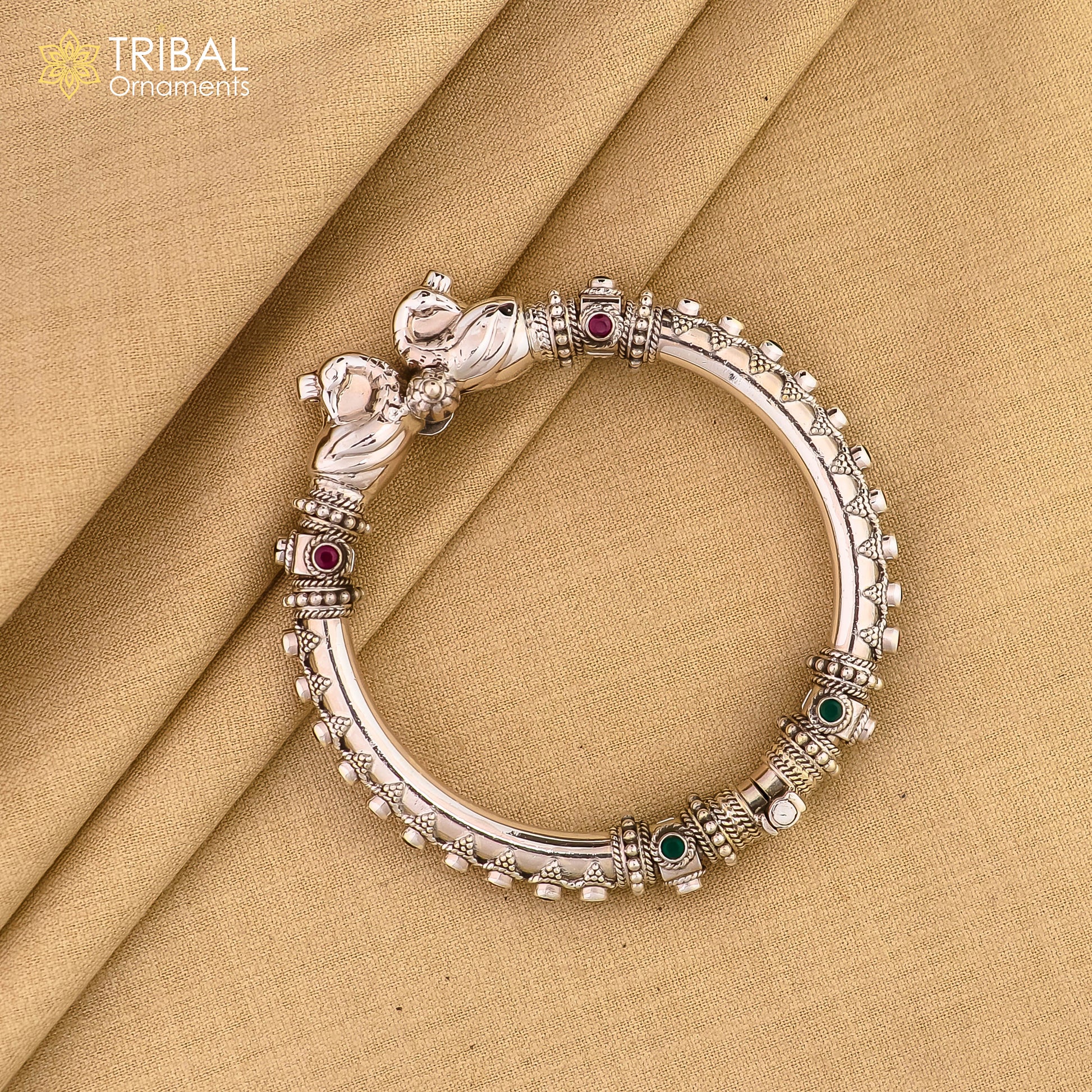 925 Sterling silver customized peacock bangle kada tribal jewelry nsk914 - TRIBAL ORNAMENTS