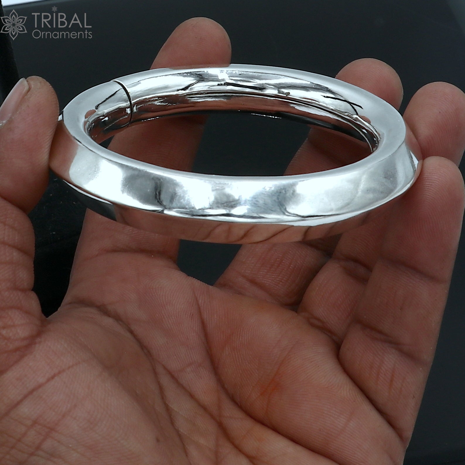 925 Sterling silver customized plain bangle kada tribal jewelry nsk916 - TRIBAL ORNAMENTS