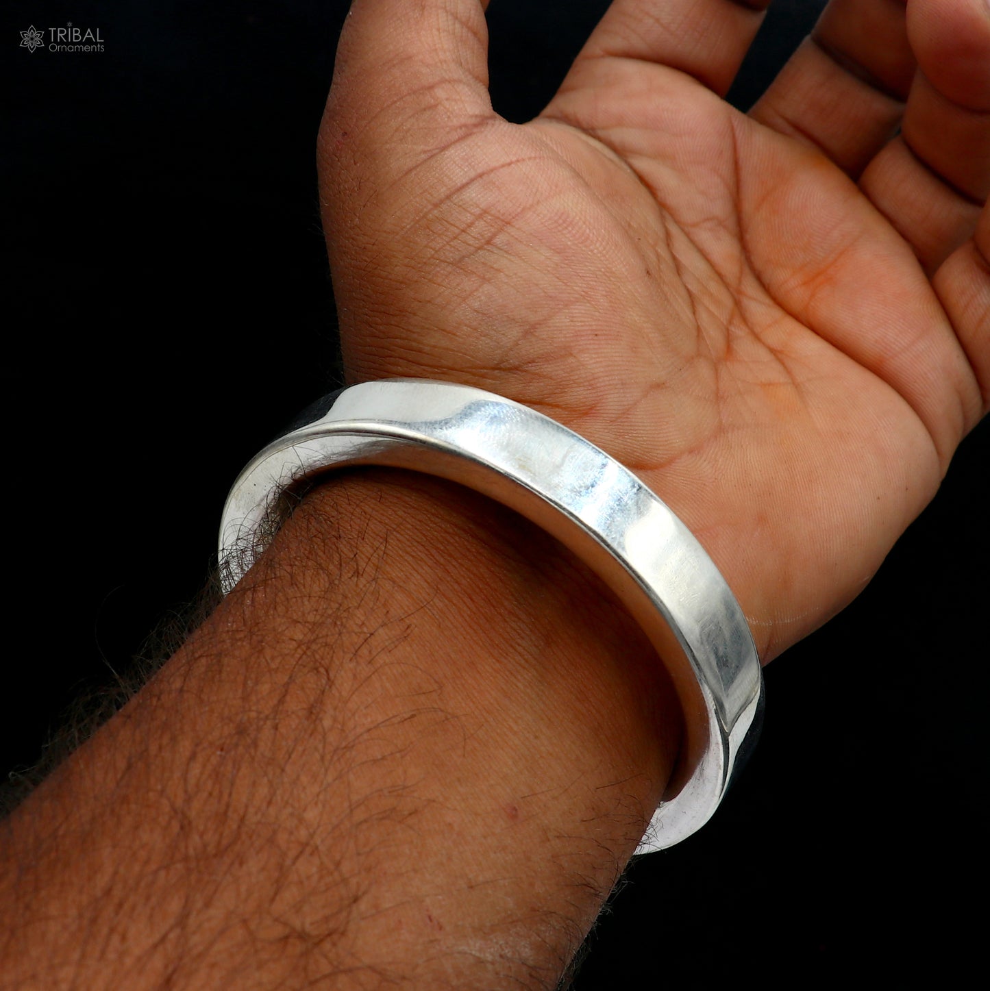 925 Sterling silver customized plain bangle kada tribal jewelry nsk917 - TRIBAL ORNAMENTS