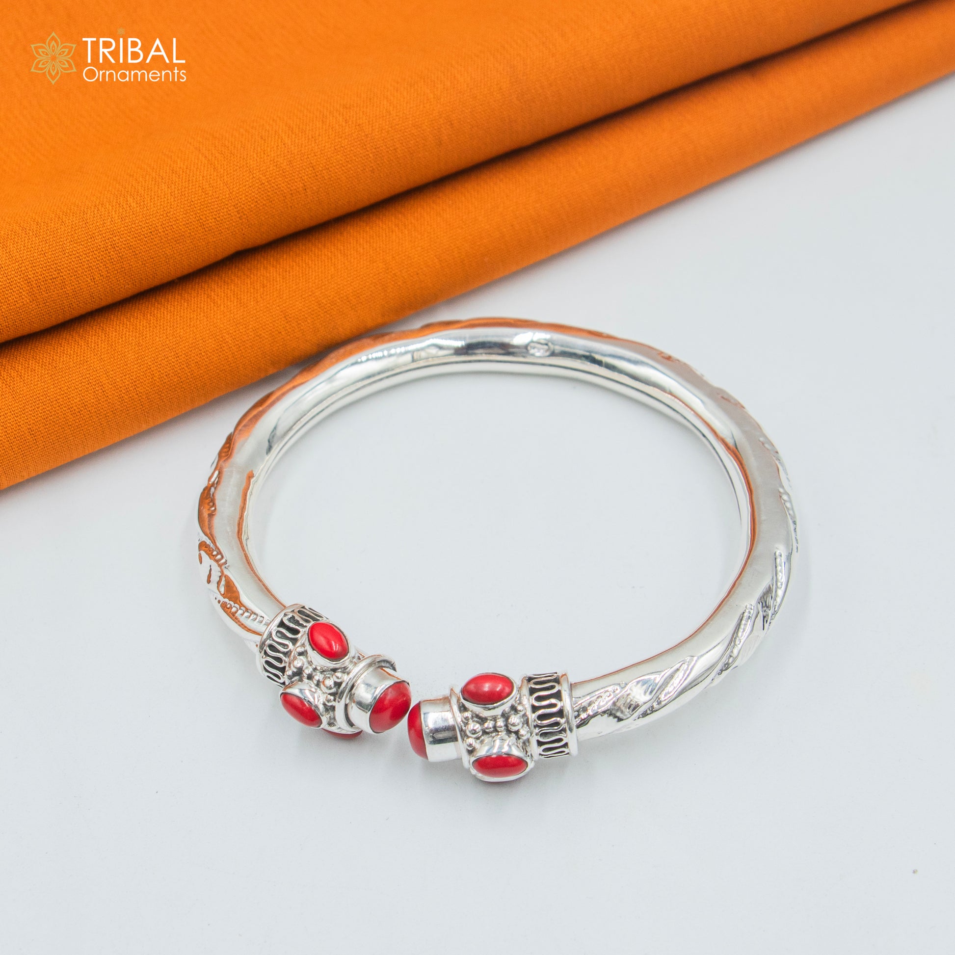925 Sterling silver customized red stone bangle bracelet, unisex bangle kada tribal jewelry nsk909 - TRIBAL ORNAMENTS