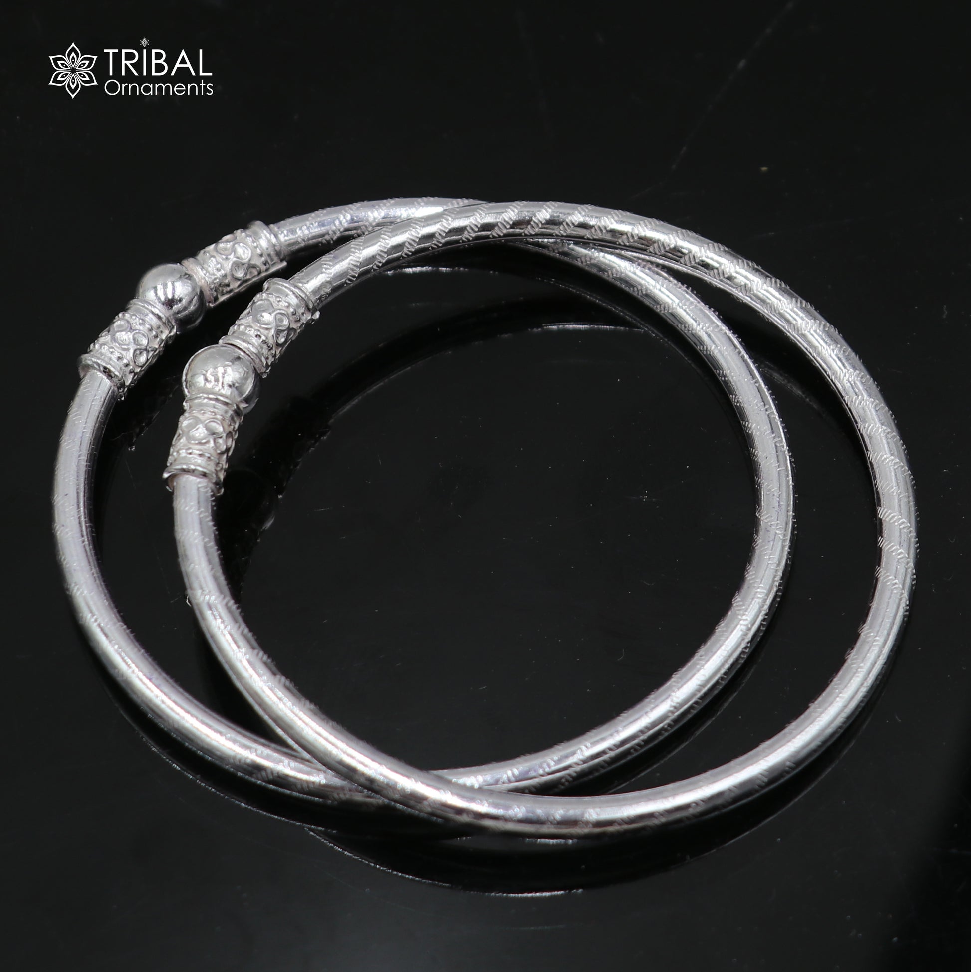 925 Sterling silver customized stylish ball design bangle kada tribal jewelry nba961 - TRIBAL ORNAMENTS