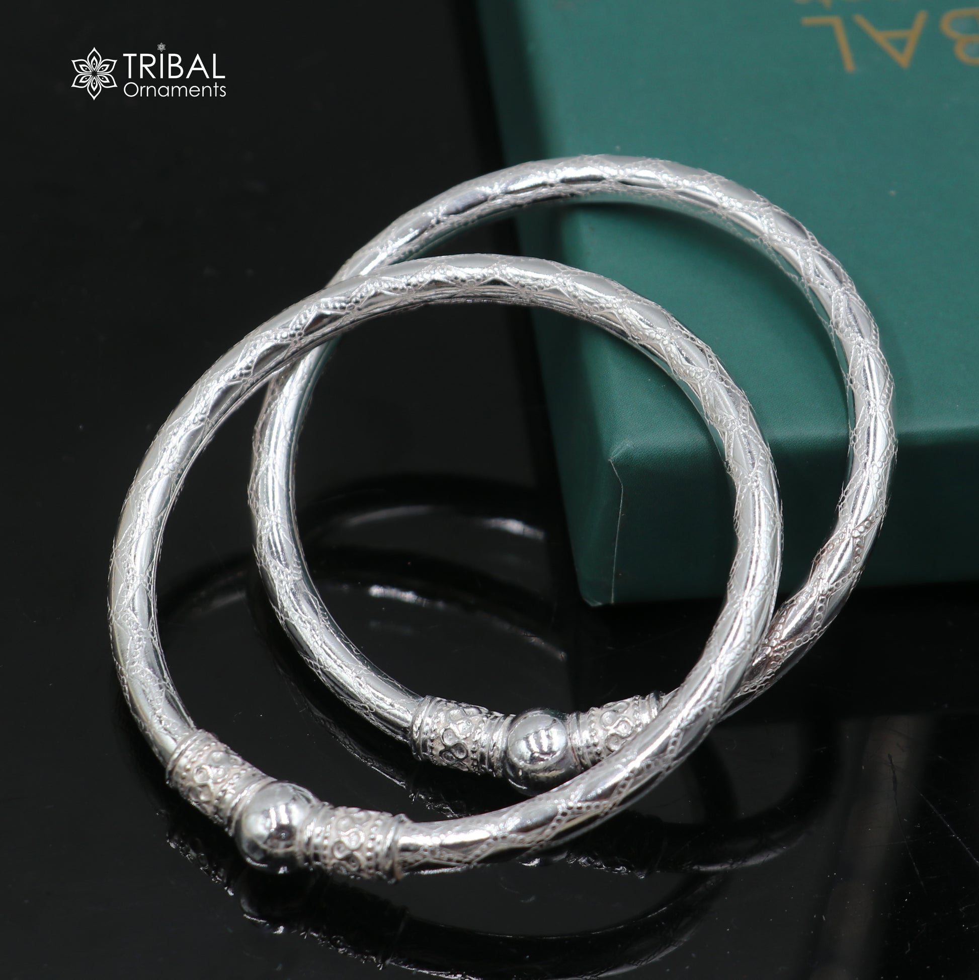 925 Sterling silver customized stylish ball design bangle kada tribal jewelry nba962 - TRIBAL ORNAMENTS