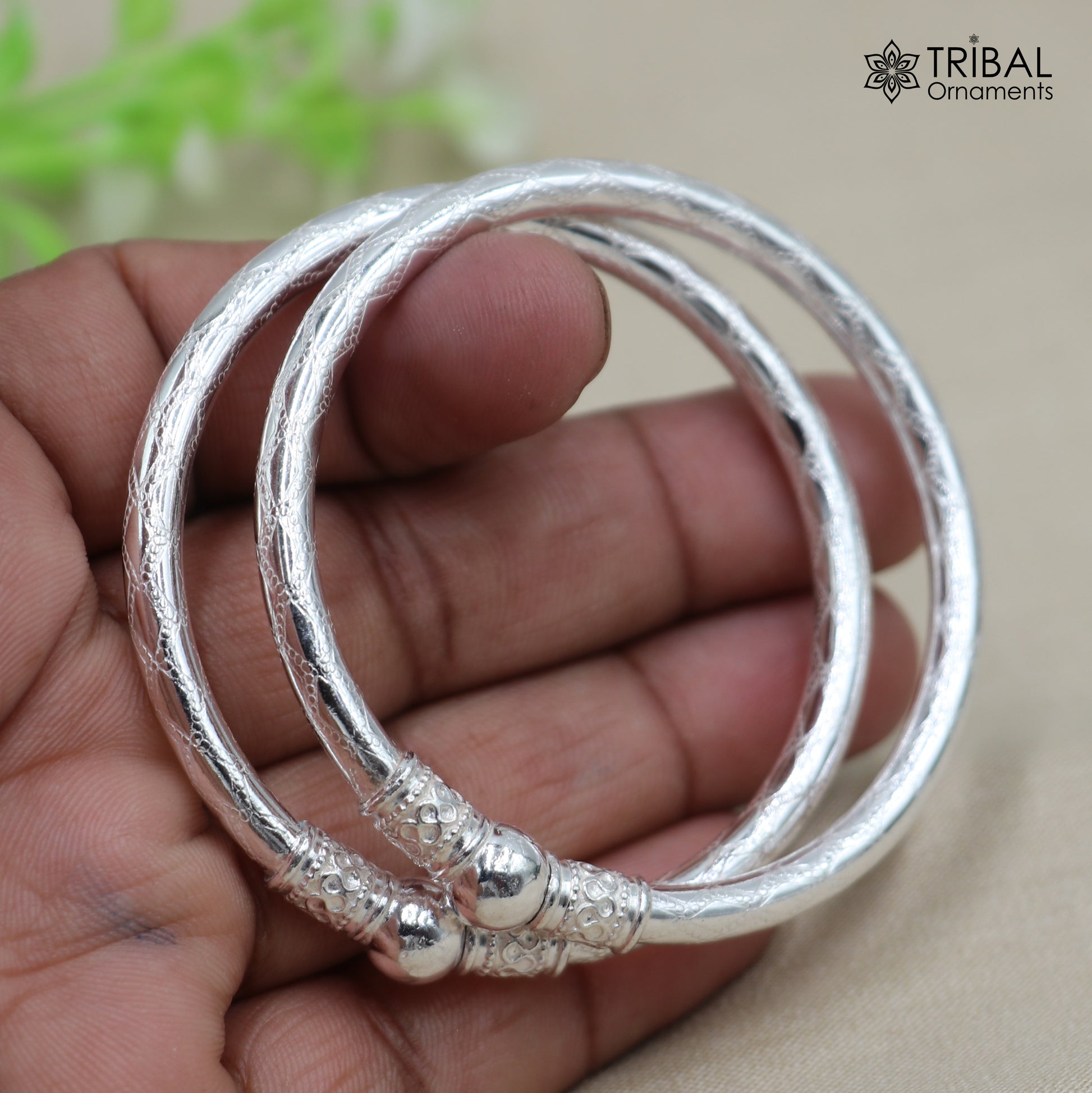925 Sterling silver customized stylish ball design bangle kada tribal jewelry nba962 - TRIBAL ORNAMENTS