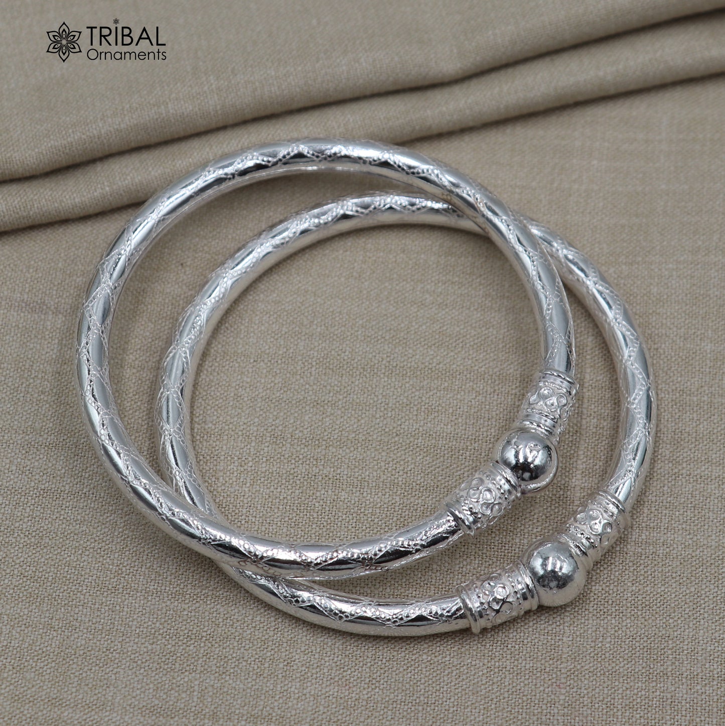 925 Sterling silver customized stylish ball design bangle kada tribal jewelry nba962 - TRIBAL ORNAMENTS
