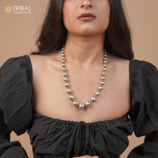 925 sterling silver customized stylish beaded necklace, excellent brides gifting wedding anniversary necklace tribal jewelry nec360 - TRIBAL ORNAMENTS