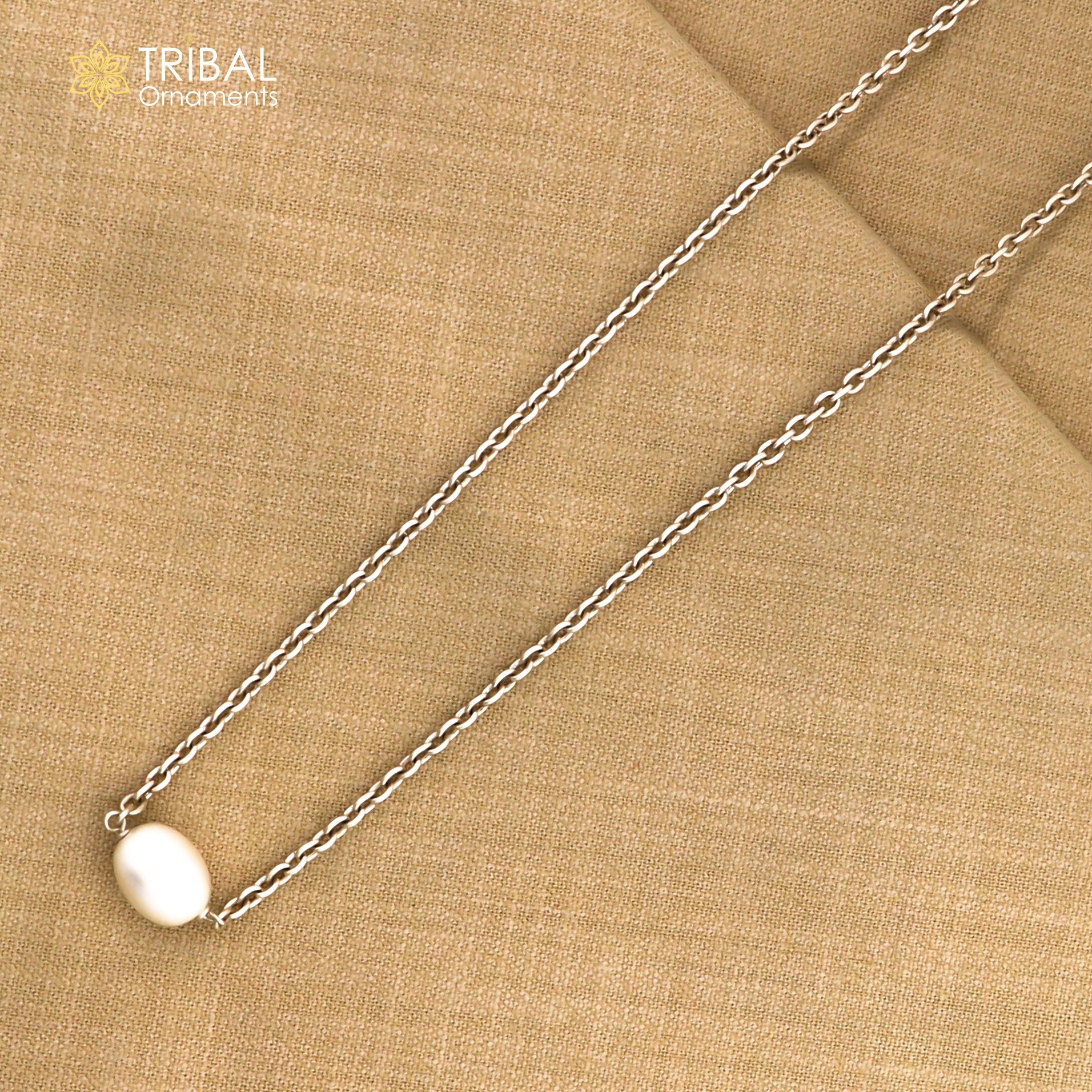 925 sterling silver cutom chain necklace with gorgeous tiny  pearl pendant, best gifting elegant necklace tribal necklace nec165 - TRIBAL ORNAMENTS