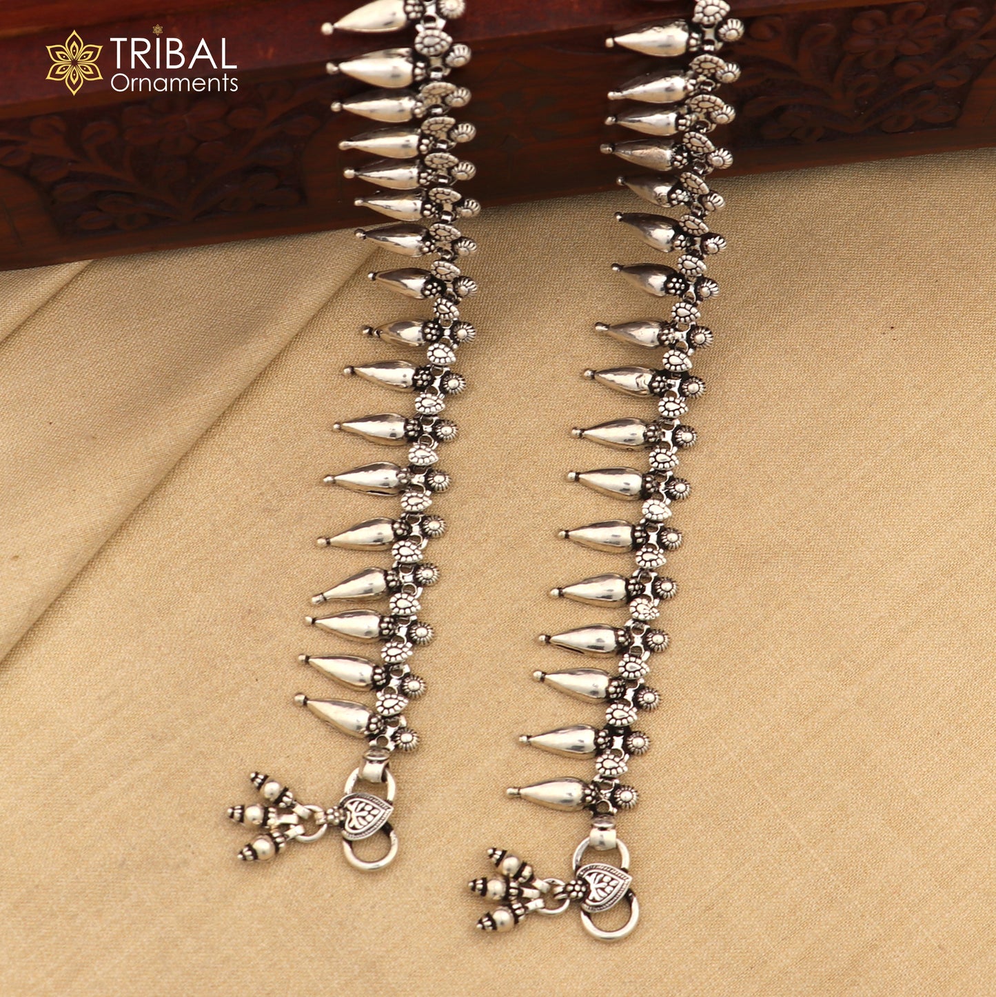 925 sterling silver dangling bells charm ankle bracelet, attractive bells anklets, foot bracelet trendy anklets for garba dance ank595 - TRIBAL ORNAMENTS