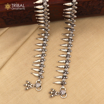 925 sterling silver dangling bells charm ankle bracelet with attractive bells, trendy foot anklet for Garba dance, by TRIBAL ORNAMENTS