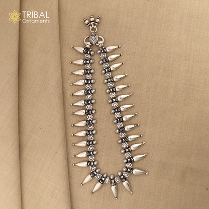 Sterling silver dangling bells charm ankle bracelet with attractive bells, trendy foot jewelry for Garba dance by Tribal Ornaments.