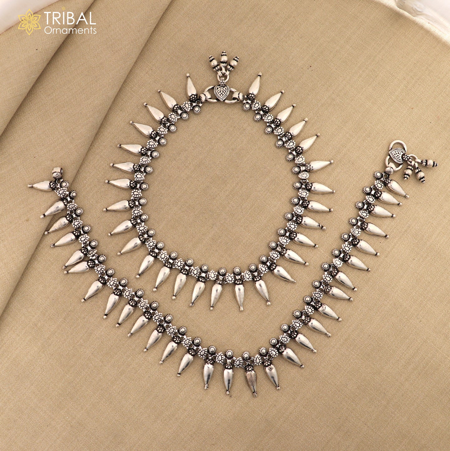 925 sterling silver dangling bells charm ankle bracelet, attractive bells anklets, foot bracelet trendy anklets for garba dance ank595 - TRIBAL ORNAMENTS