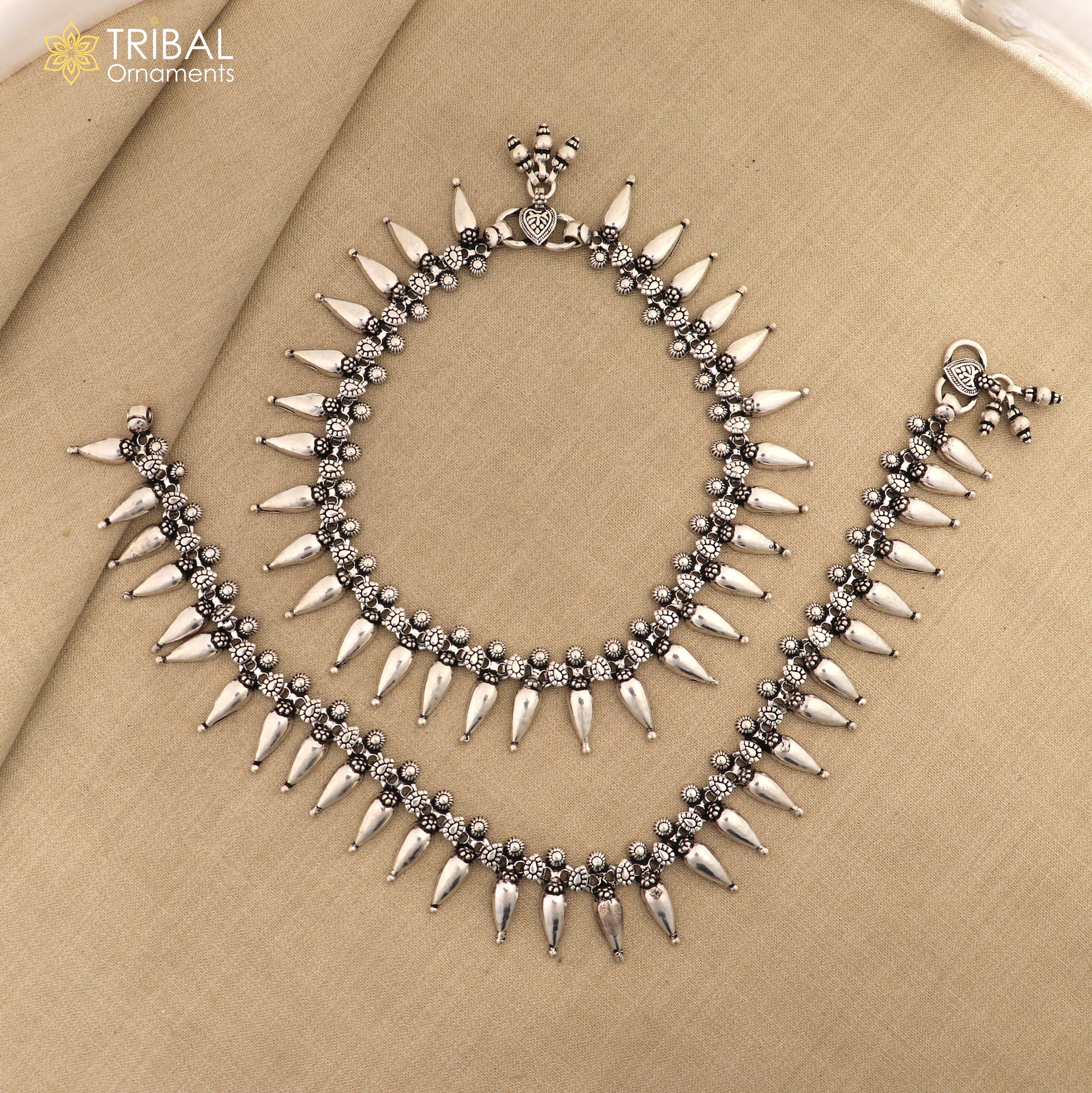 925 sterling silver dangling bells charm ankle bracelet, attractive bells anklets, foot bracelet trendy anklets for garba dance ank595 - TRIBAL ORNAMENTS