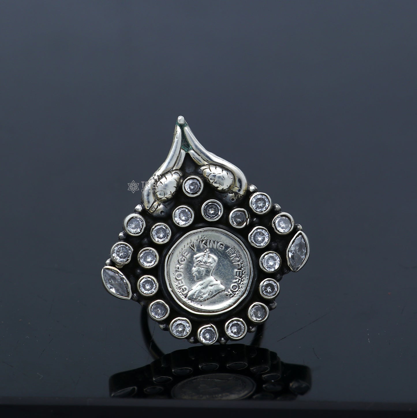 925 sterling silver diamond stone ring Jewelry sr718 - TRIBAL ORNAMENTS