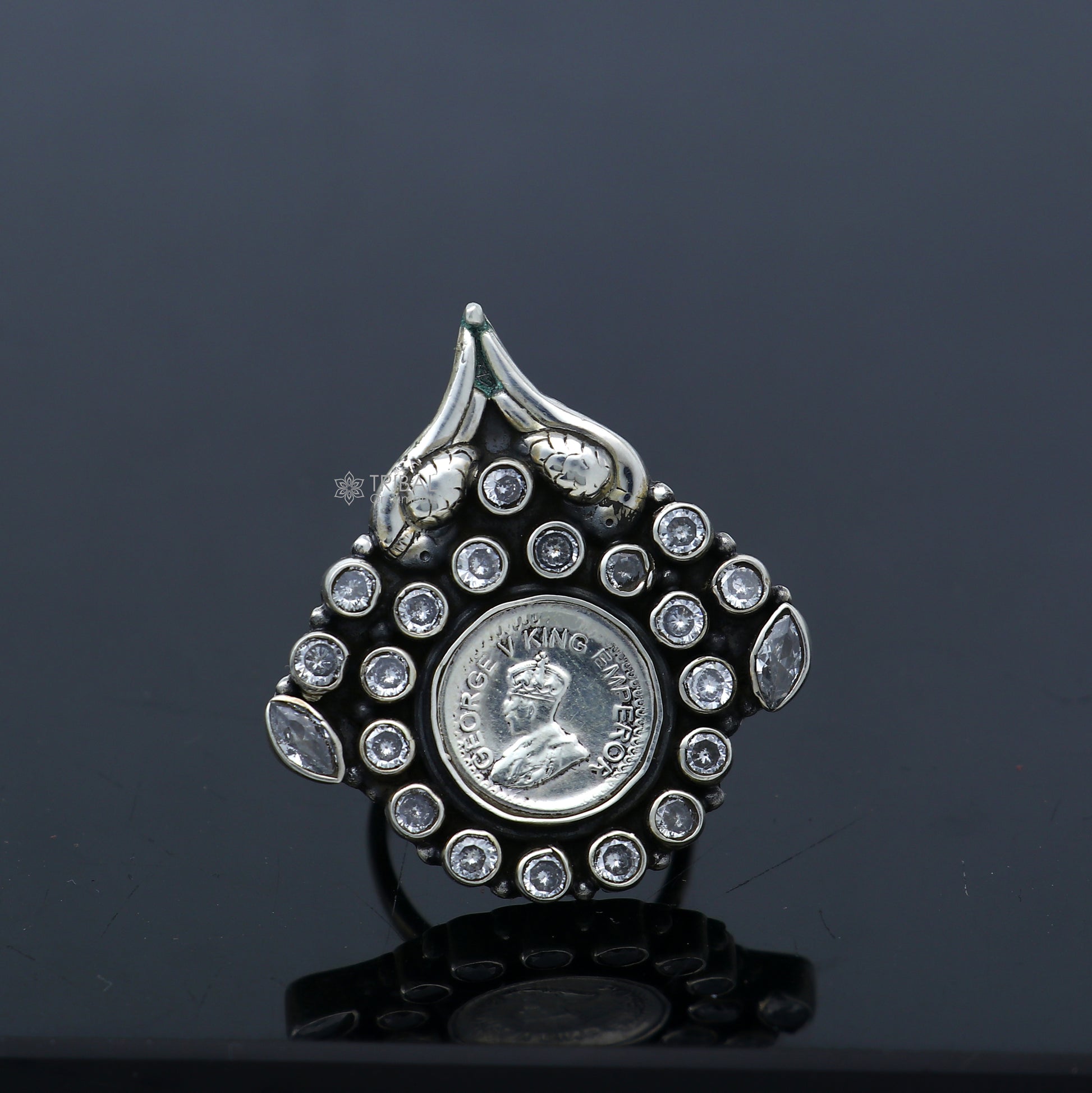 925 sterling silver diamond stone ring Jewelry sr718 - TRIBAL ORNAMENTS