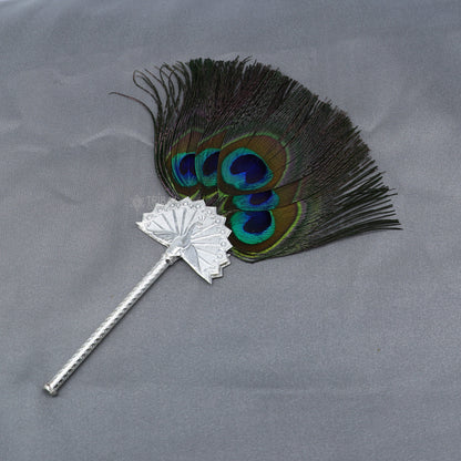 925 sterling silver divine Mor chari chhadi, with peacock feather, best lord Krishna laddu gopal gift, silver pankhi silver mor chadi su1315 - TRIBAL ORNAMENTS