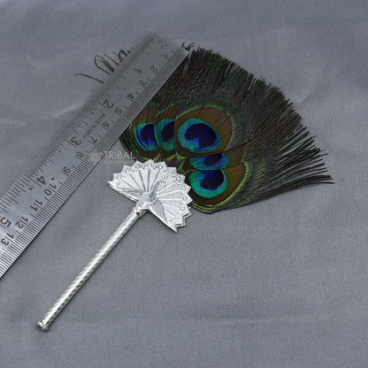 925 sterling silver divine Mor chari chhadi, with peacock feather, best lord Krishna laddu gopal gift, silver pankhi silver mor chadi su1315 - TRIBAL ORNAMENTS