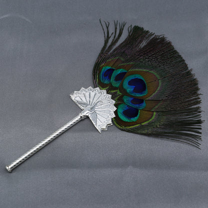 925 sterling silver divine Mor chari chhadi, with peacock feather, best lord Krishna laddu gopal gift, silver pankhi silver mor chadi su1315 - TRIBAL ORNAMENTS