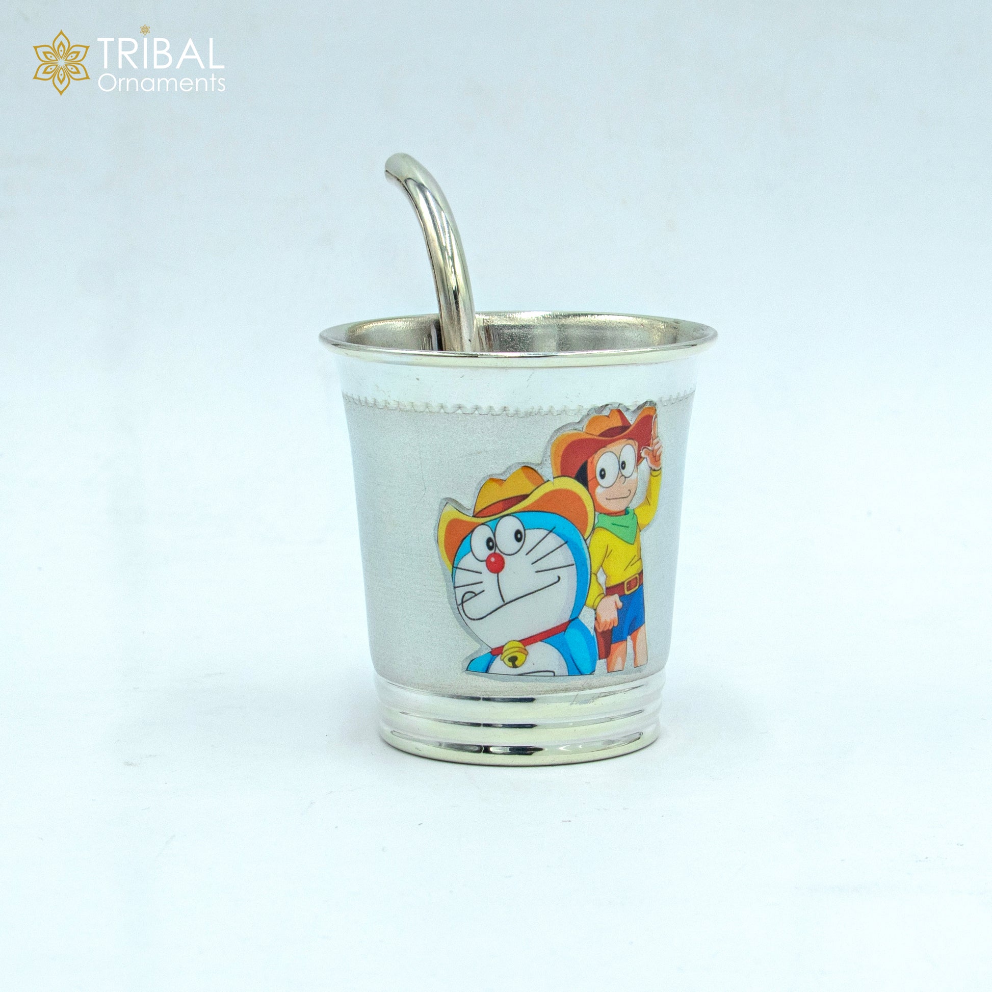 925 Sterling silver doorman cartoon design baby milk glass/ baby water glass/ best kids gifting article sv300 - TRIBAL ORNAMENTS